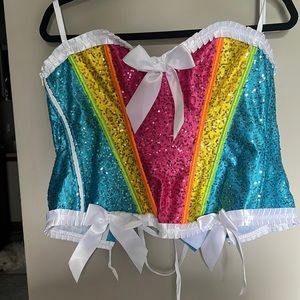 Rainbow lace up corset